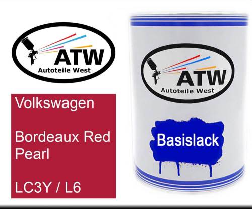 Volkswagen, Bordeaux Red Pearl, LC3Y / L6: 500ml Lackdose, von ATW Autoteile West.